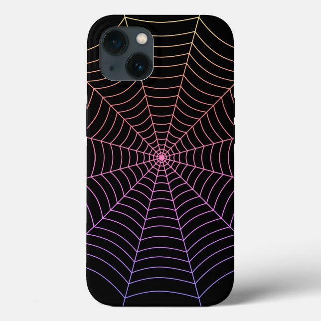 Spider web black purple orange Halloween pattern Case-Mate iPhone Case (Back)