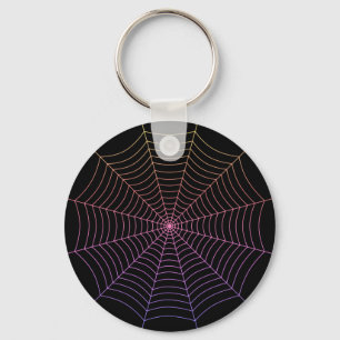 Spider web black purple orange Halloween pattern Key Ring