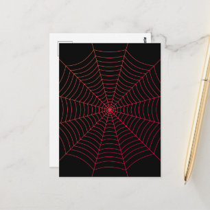 Spider web black red Halloween pattern Postcard