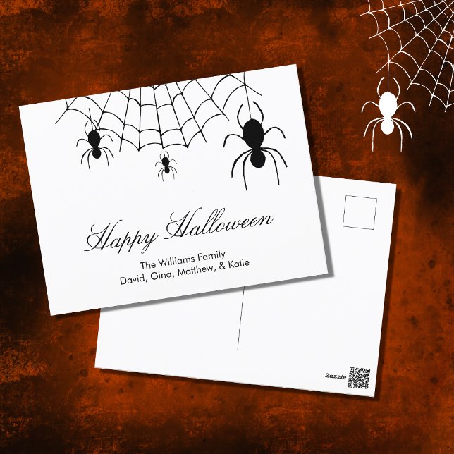 Spider Web Black White Halloween  Postcard (Creator Uploaded)