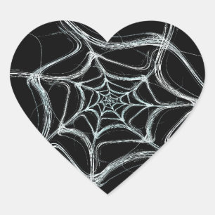 Spider Web Fractal Background Heart Sticker