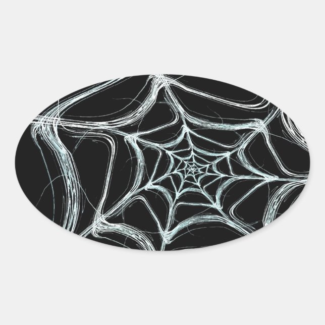 Spider Web Fractal Background Oval Sticker (Front)