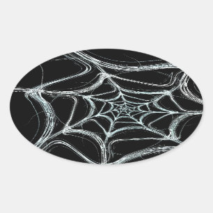 Spider Web Fractal Background Oval Sticker