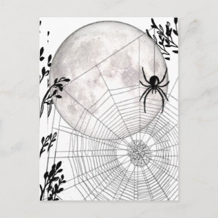 Spider Web, Full Moon, Iconic Gothic, Gothic Gifts Postcard