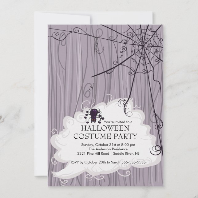 Spider Web Halloween Party Invitations (Front)