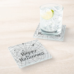 Spider Web Hand Drawn Abstract Design Glass Coaster