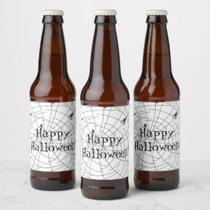 Spider Web Hand Drawn Doodles Beer Bottle Label