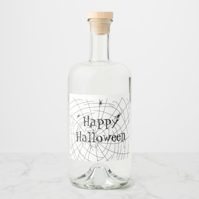 Spider Web Hand Drawn Doodles Liquor Bottle Label (Front)