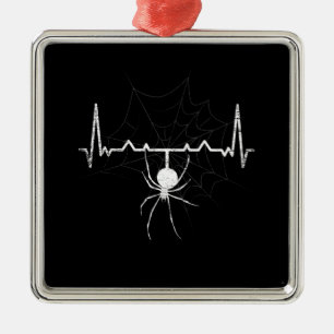 Spider Web Heartbeat Cobweb Spider Gift Metal Ornament
