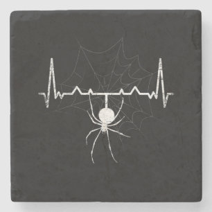 Spider Web Heartbeat Cobweb Spider Gift Stone Coaster