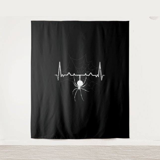 Spider Web Heartbeat Cobweb Spider Gift Tapestry (Front)
