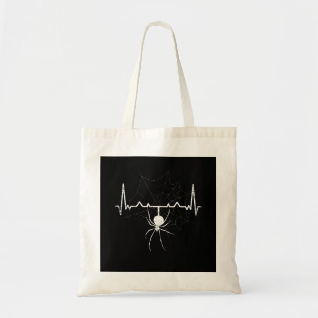 Spider Web Heartbeat Cobweb Spider Gift Tote Bag (Front)