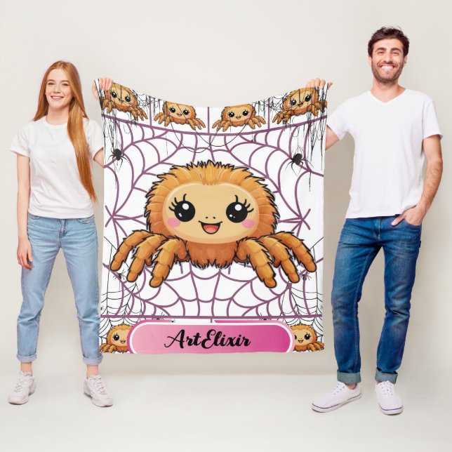 Spider Web Kawaii Print  Fleece Blanket (In Situ)