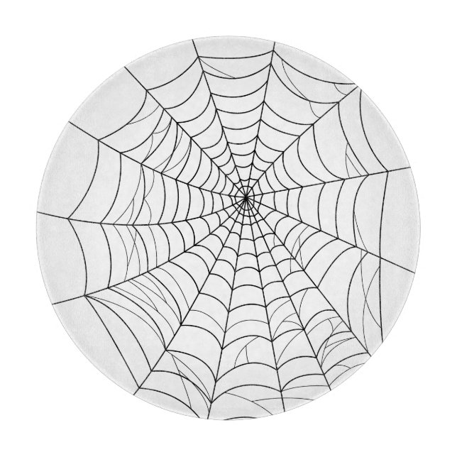Spider Web Or Cobweb Minimal Line Art Halloween Cutting Board (Front)