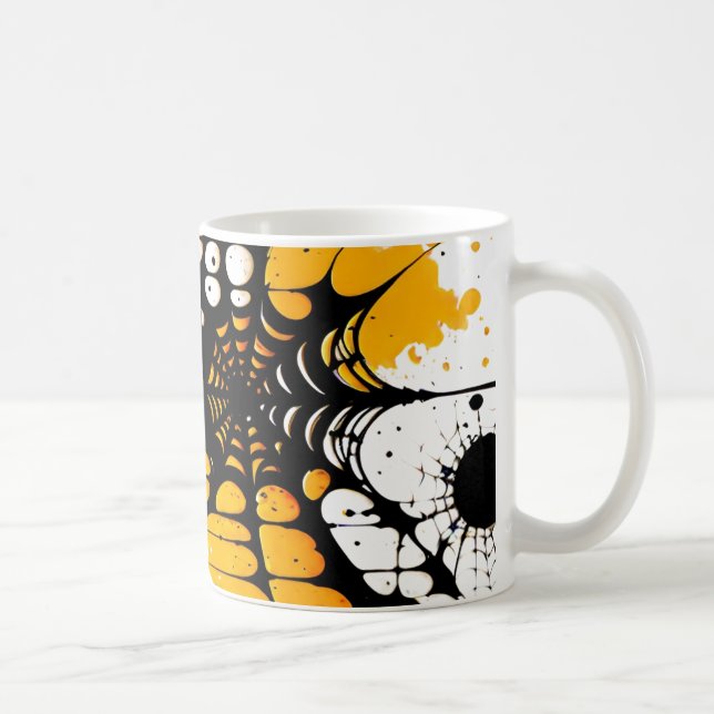 Spider Web Orange and Black Halloween Mug (Right)