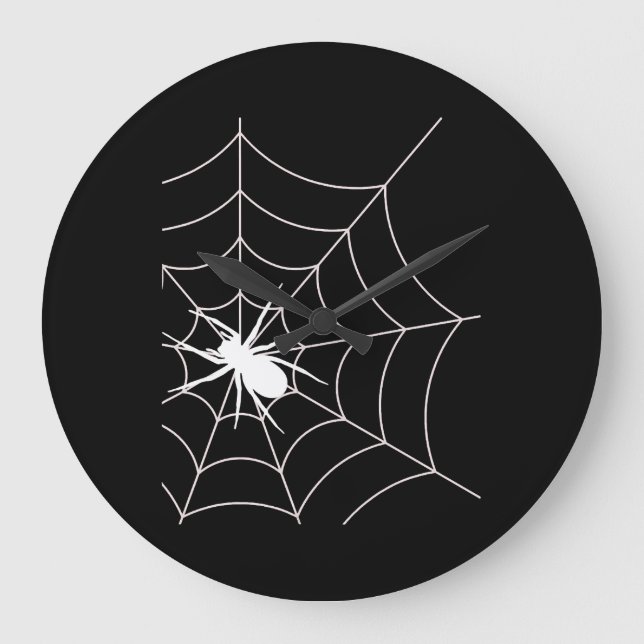 Spider Web Pregnancy Announcement Halloween Large Clock (Front)