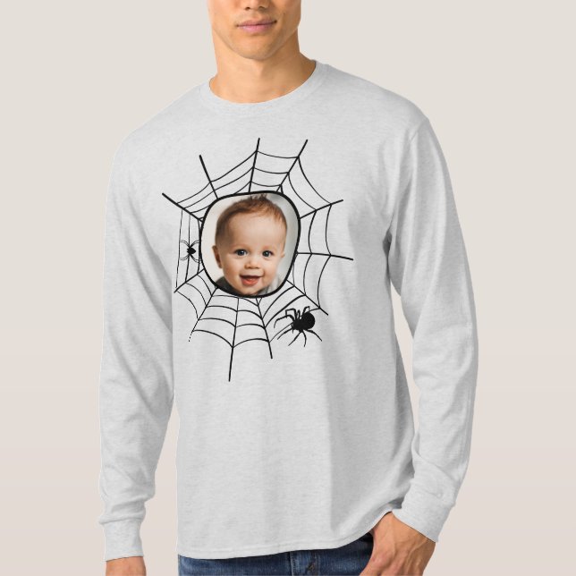 Spider web spiderweb spooky fun custom photo T-Shirt (Front)