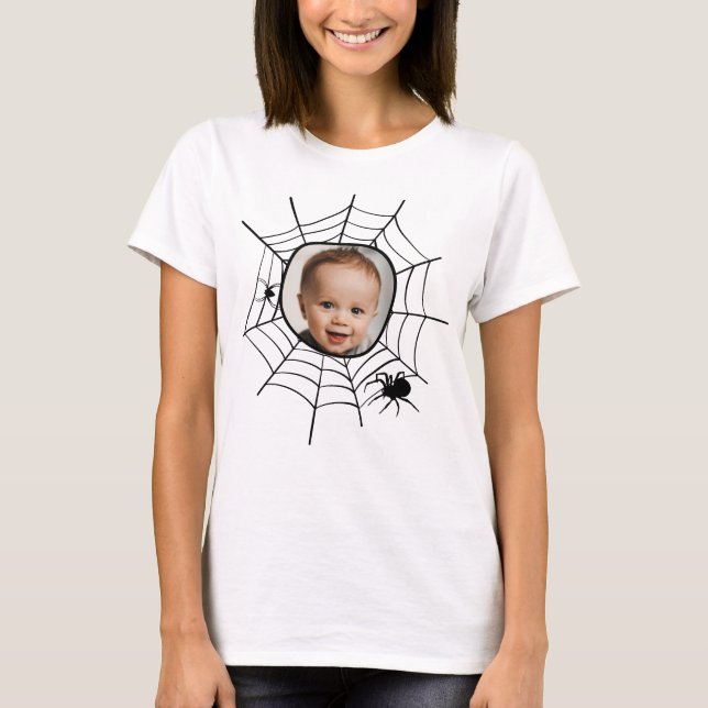 Spider web spiderweb spooky fun custom photo T-Shirt (Front)