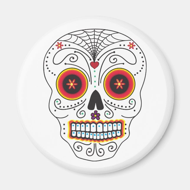 Spider Web Sugar Skull Magnet (Front)