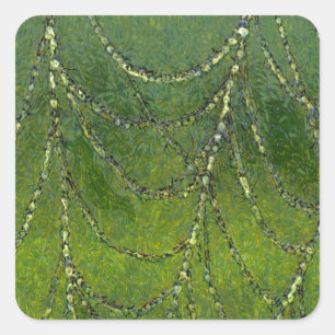 Spider Web With Dew Droplets Abstract Art Square Sticker
