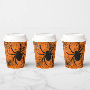 Spider Web with Spiders Halloween Paper Cup