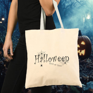 Spider webs and spiders over Halloween Tote Bag