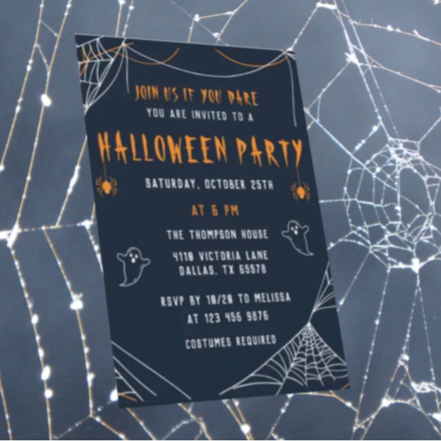 Spider Webs Halloween Adult Party  Holiday Card (Creator Uploaded)