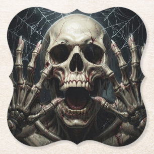Spider Webs, Skull and Bones Spooky Halloween Paper Coaster