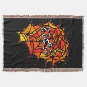 Spider Webs   Spiders Skull Throw Blanket