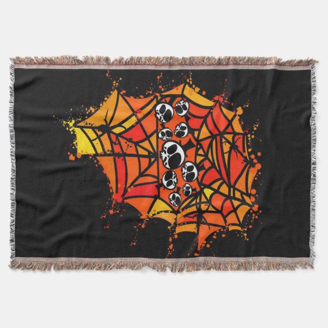 Spider Webs | Spiders Skull Throw Blanket (Front)