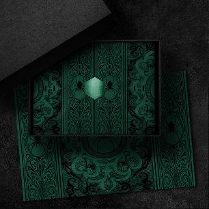 Spider Witch Emerald Green Spiderweb Flourish Tissue Paper