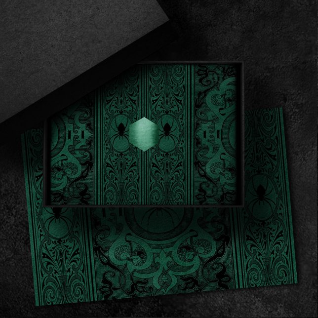 Spider Witch | Emerald Green Spiderweb Flourish Tissue Paper (Creator Uploaded)