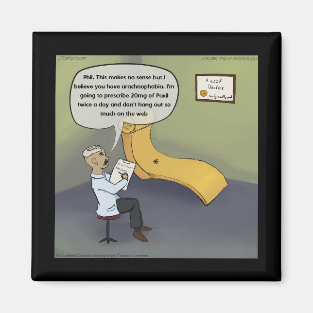 Spider With Arachnophobia Funny Comic Magnet (Front)