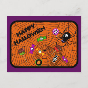 Spider with candies postcard