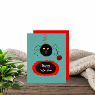 Spider with rose holiday card