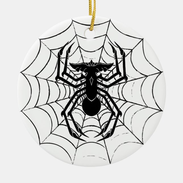 SpiderGremlin's Web Ceramic Ornament (Front)