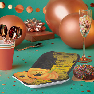Spiders And Pumpkin Paper Plate
