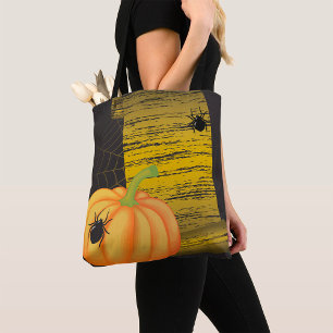Spiders And Pumpkin Tote Bag