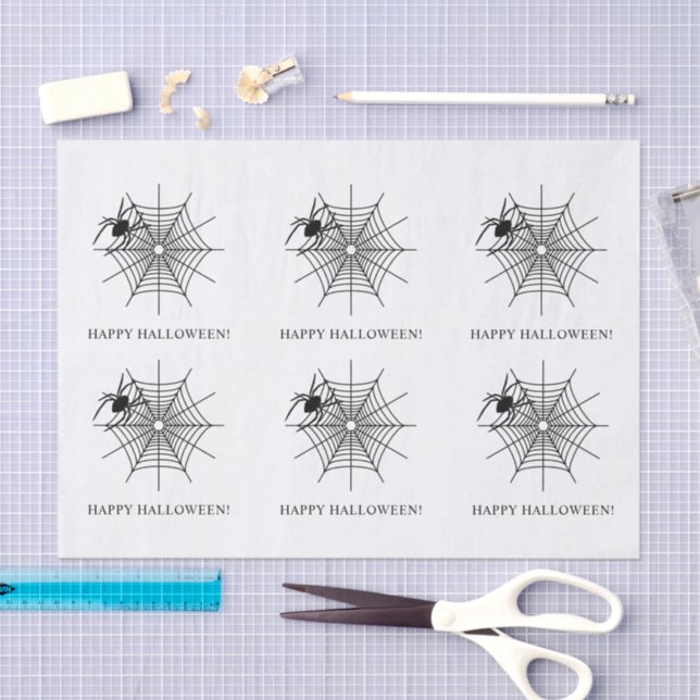 Spiders And Spiderweb Simple Happy Halloween Tissue Paper (Craft)