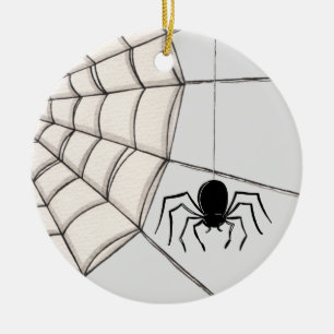 Spiders and Web Halloween Ceramic Ornament