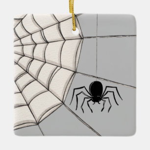 Spiders and Web Halloween Ceramic Ornament