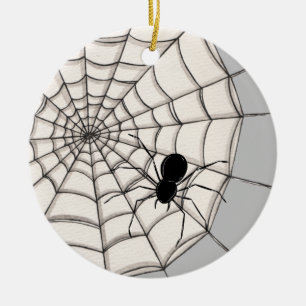 Spiders and Web Halloween Ceramic Ornament