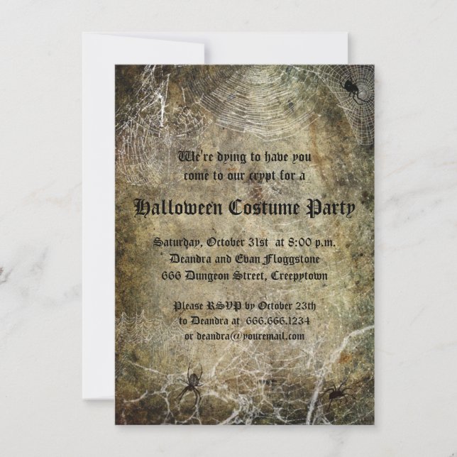 Spiders and Webs Halloween Party invitation (Front)