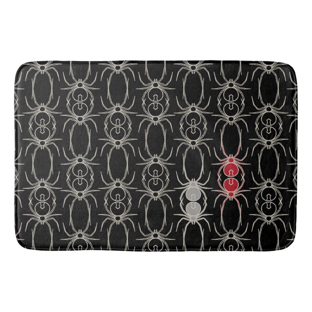 Spiders - Bat Black and Bone White Bath Mat (Front)