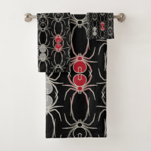 Spiders - Bat Black and Bone White Bath Towel Set