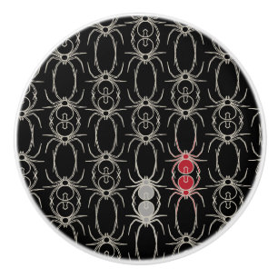 Spiders - Bat Black and Bone White Ceramic Knob