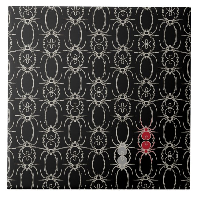 Spiders - Bat Black and Bone White Ceramic Tile (Front)