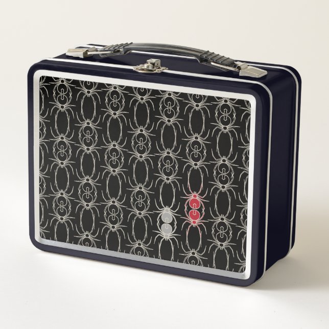 Spiders - Bat Black and Bone White Metal Lunch Box (Front)