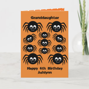 Spiders Birthday Halloween Granddaughter Card