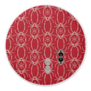 Spiders - Blood Red and Bone White Ceramic Knob